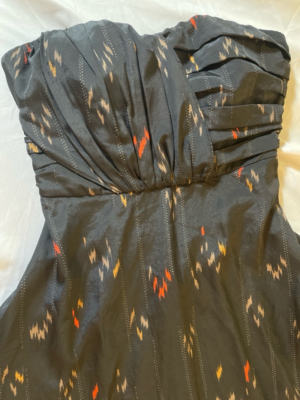MM Couture Strapless A-Line Dress XS Black Ikat Print Fit & Flare Cocktail Party - Picture 6 of 8